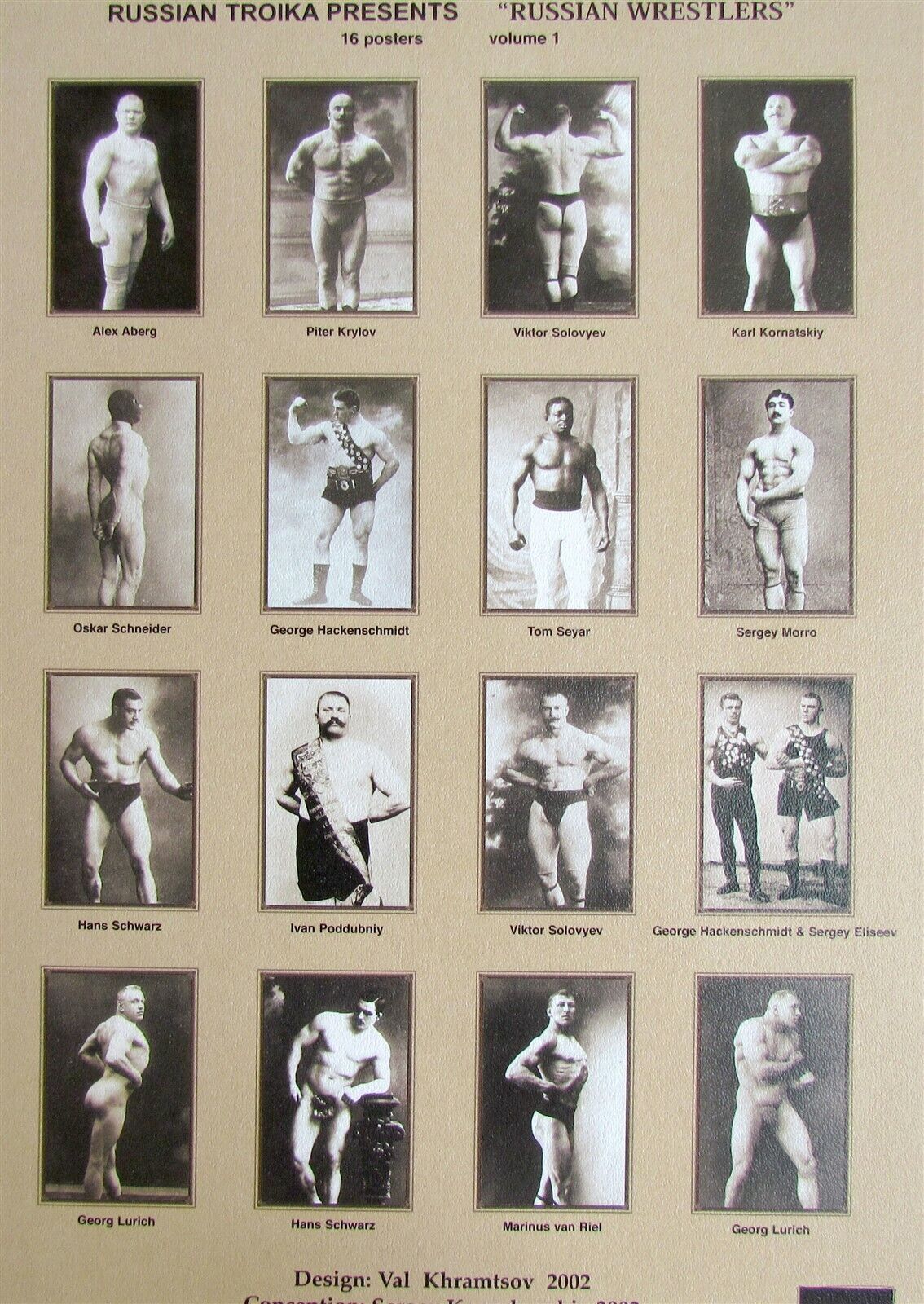 RUSSIAN early 20th CENTURY WRESTLERS SET of 16 POSTERS gay interest