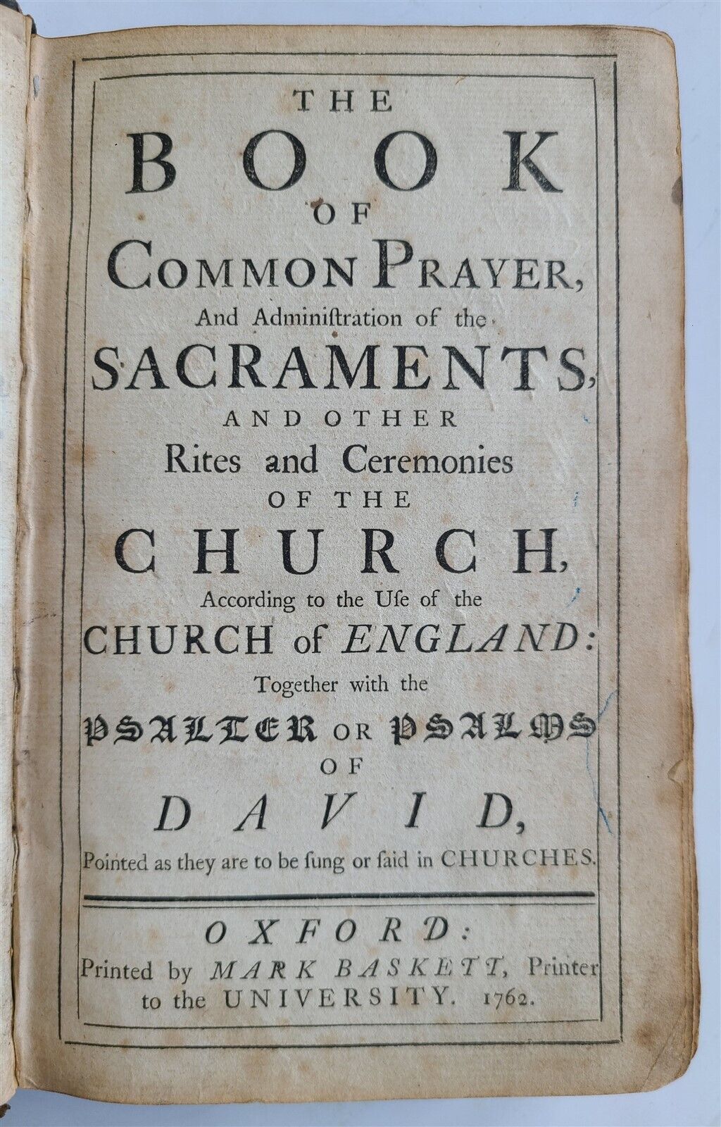 1762 BOOK OF COMMON PRAYER in ENGLISH w/ PSALMS of DAVID ANTIQUE