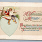 VALENTINE MESSAGE 1914 EMBOSSED ANTIQUE POSTCARD by JOHN WINSCH DUTCH COUPLE