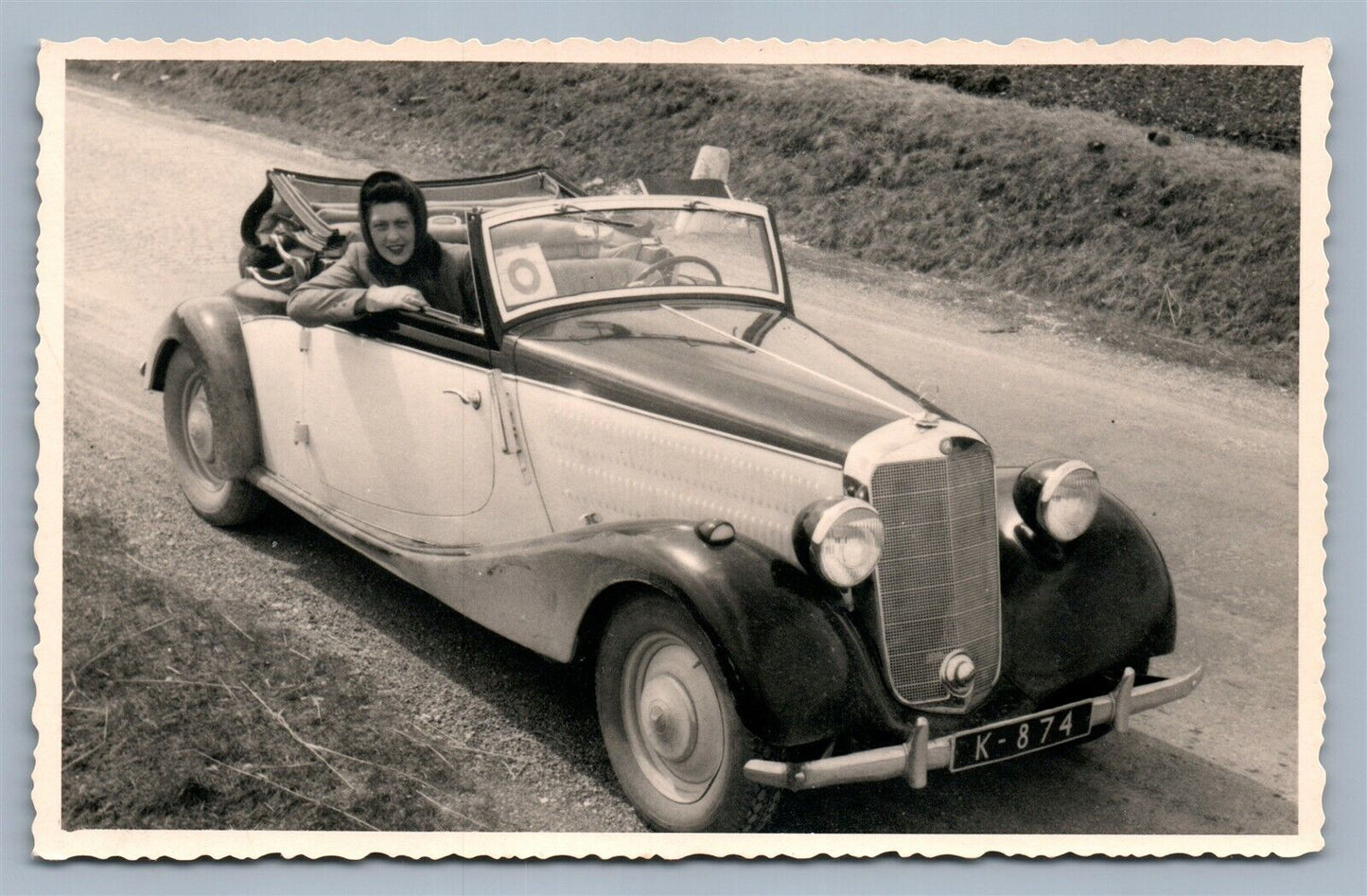 1950s MERSEDES BENZ CONVERTIBLE VINTAGE REAL PHOTO POSTCARD RPPC