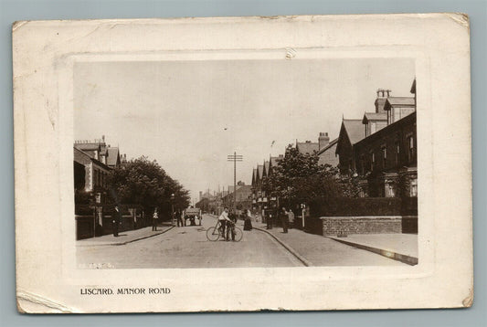 ENGLAND LUSCARD MANOR ROAD ANTIQUE REAL PHOTO POSTCARD RPPC w/ UK STAMP