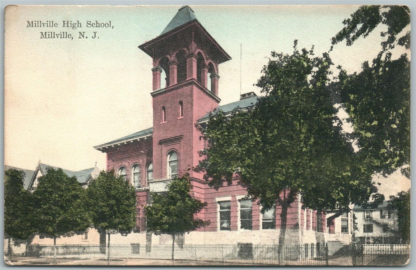 MILLVILLE NJ HIGH SCHOOL ANTIQUE POSTCARD