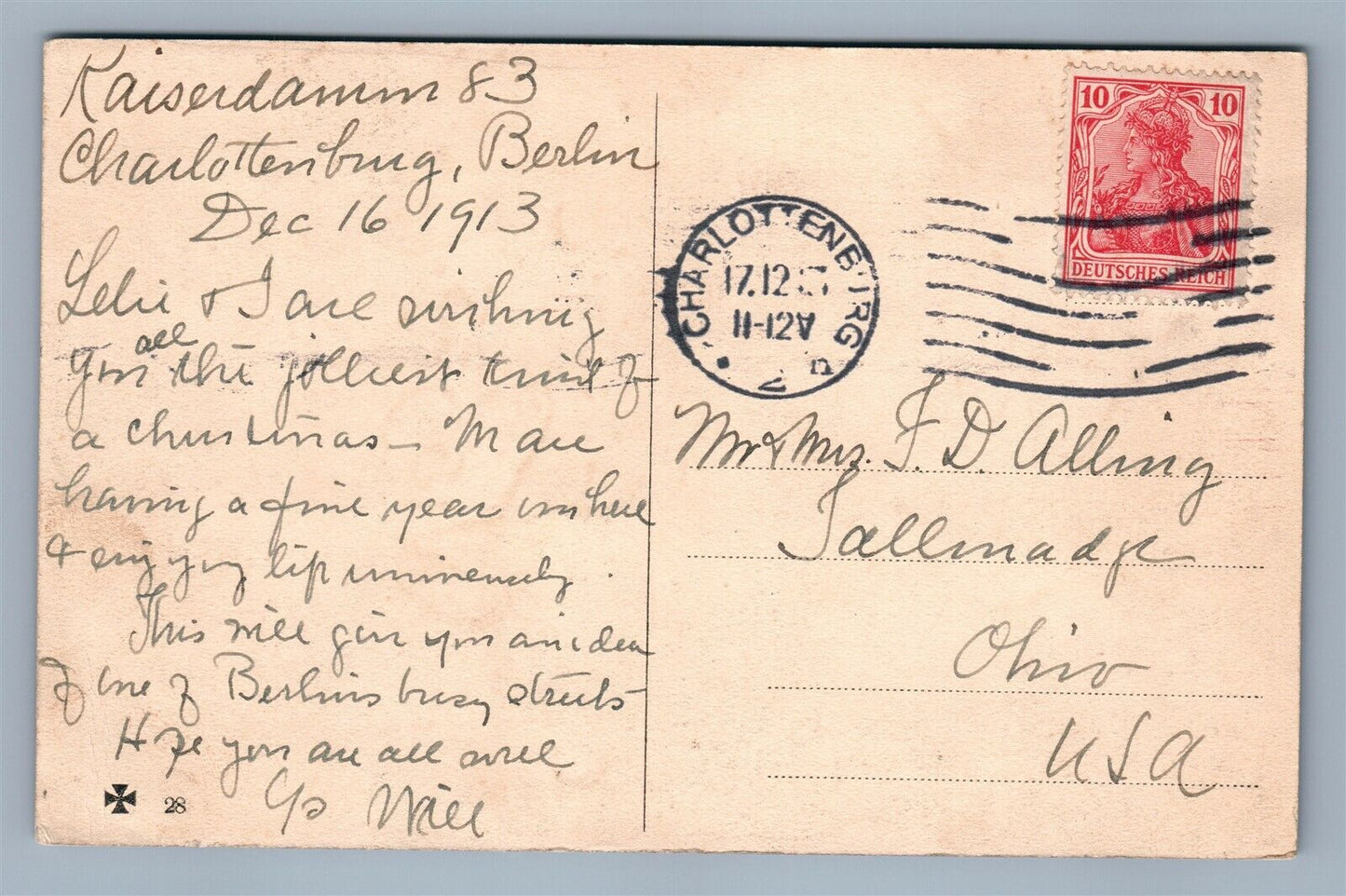 BERLIN GERMANY FIEDRICHSTRASSE 1913 ANTIQUE POSTCARD