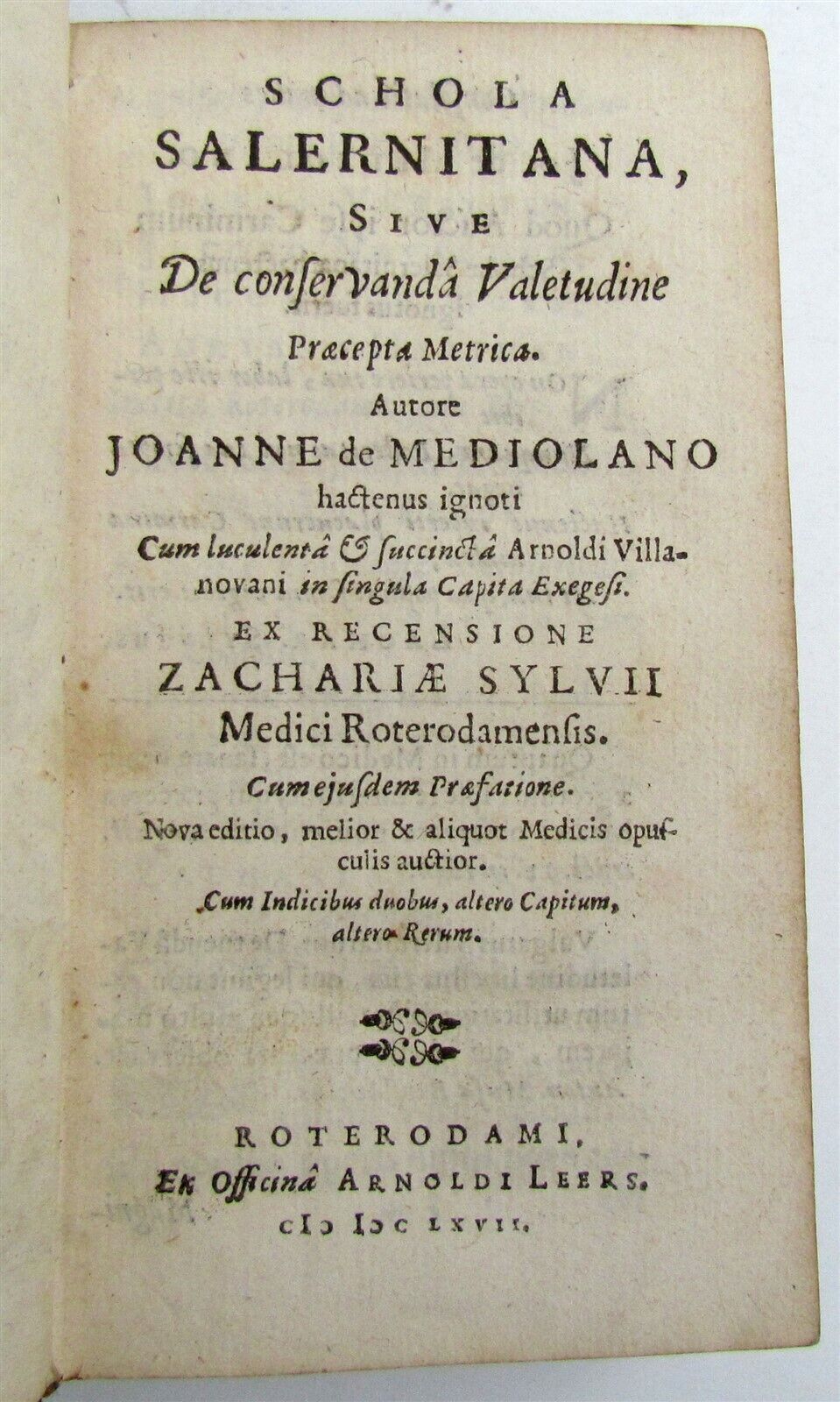 1667 MEDICAL Joannes de MEDIOLANO Schola Salernitana antique