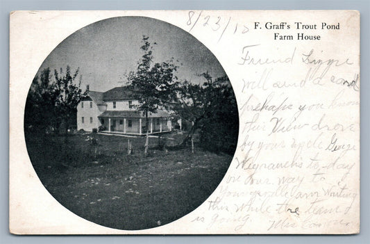 CALLICOON CENTER NY FARM HOUSE F.GRAFFT'S TROUT POND ANTIQUE POSTCARD