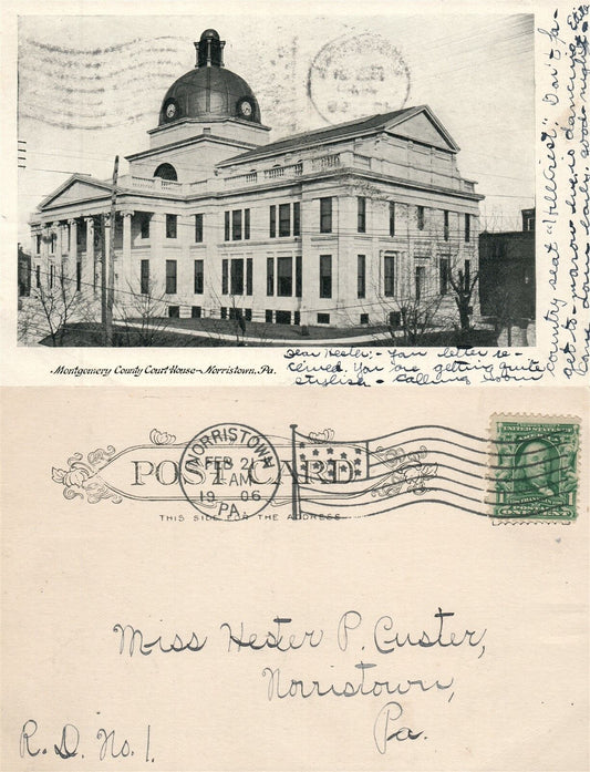 NORRISTOWN PA MONTGOMERY COUNTY COURT HOUSE 1906 UNDIVIDED ANTIQUE POSTCARD