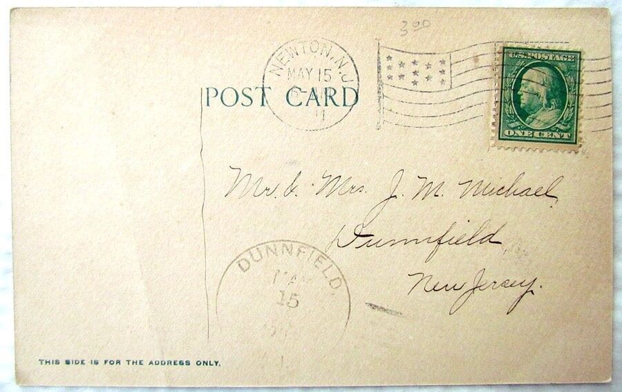 ANTIQUE 1911 POSTCARD BAPTIST CHURCH NEWTON N.J.