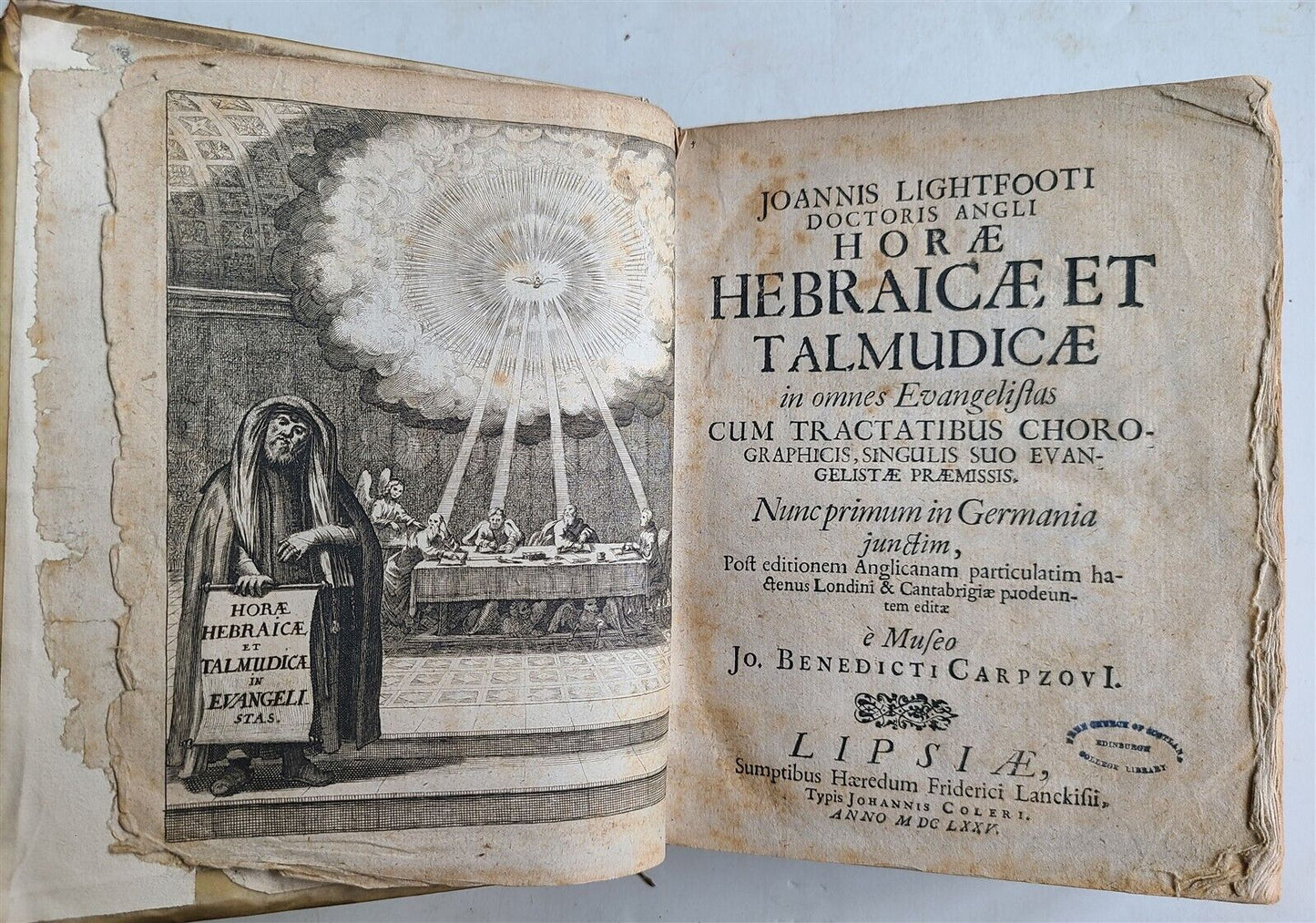 1675 Horae Hebraicae et Talmudicae by John Lightfoot antique JUDAICA