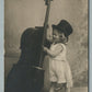 BABY w/ VIOLIN ANTIQUE REAL PHOTO POSTCARD RPPC