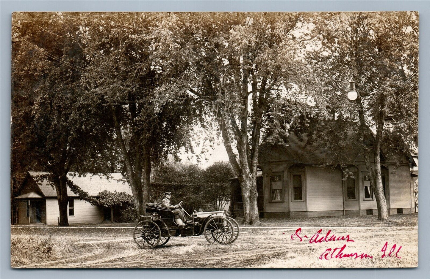 ATKINSON IL STREET VIEW 1904 COLE AUTOMOBILE ANTIQUE REAL PHOTO POSTCARD RPPC