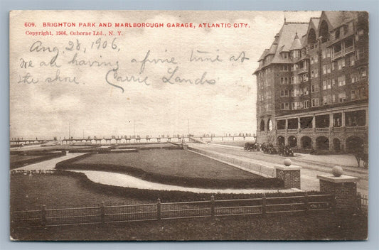 ATLANTIC CITY NJ BRIGHTON PARK & MARLBOROUGH GARAGE ANTIQUE POSTCARD