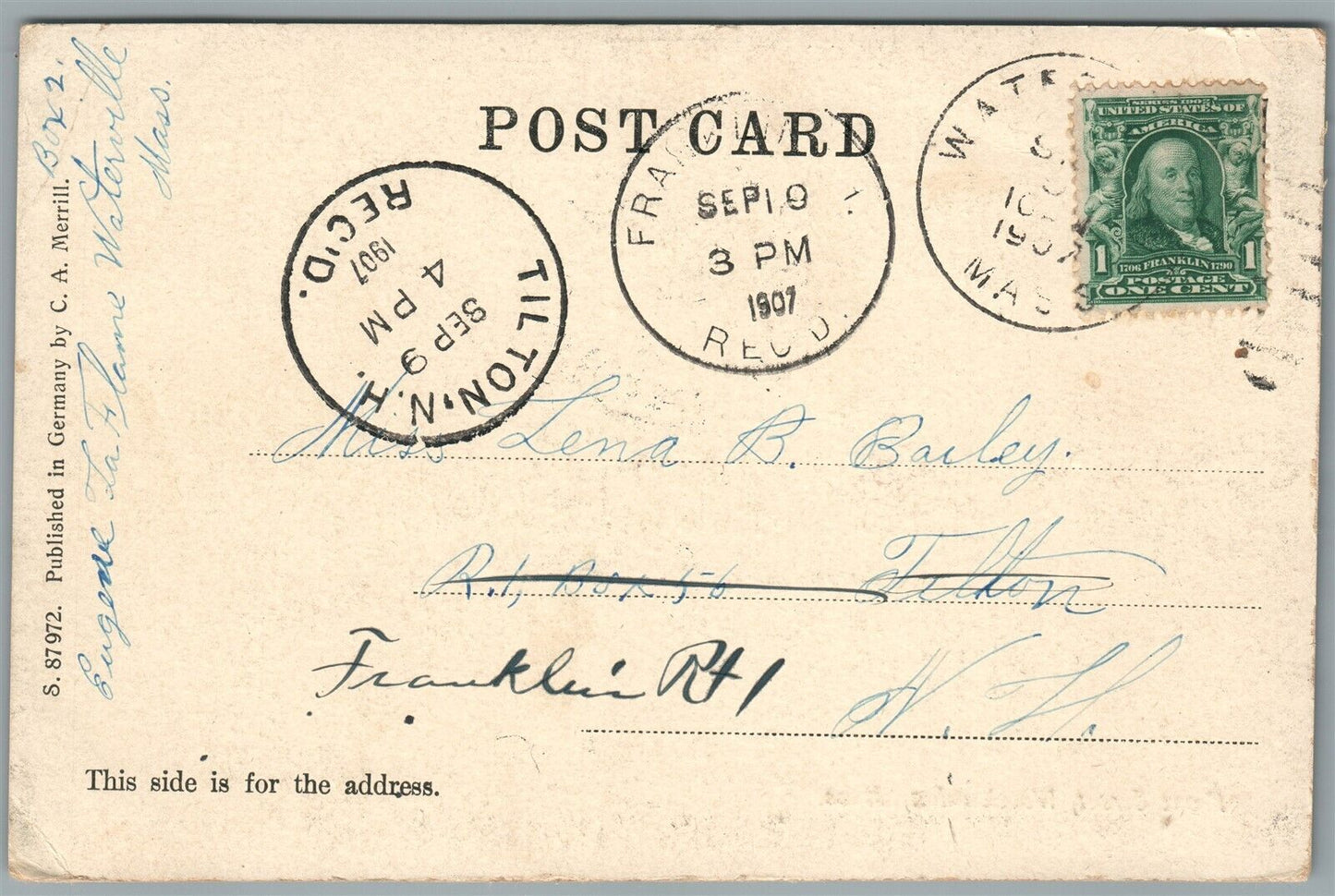 WINCHENDON MA FRONT STREET ANTIQUE POSTCARD