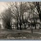 CLINTON WI STREET SCENE ANTIQUE REAL PHOTO POSTCARD RPPC w/ CORK CANCEL