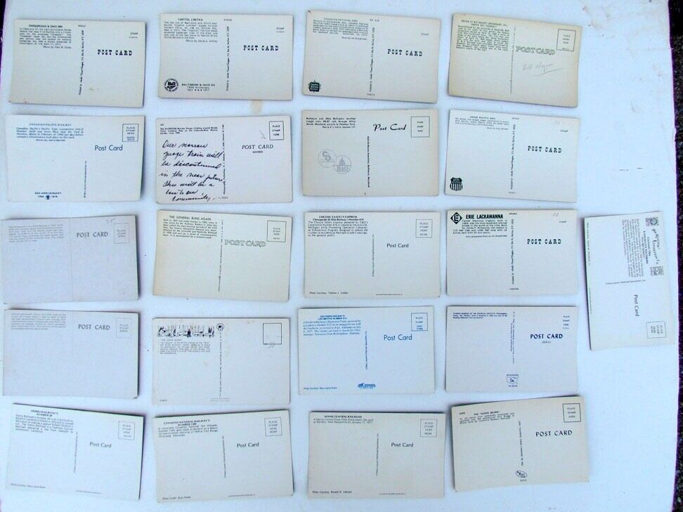 LOT OF 21 VINTAGE POSTCARDS train railway railroad