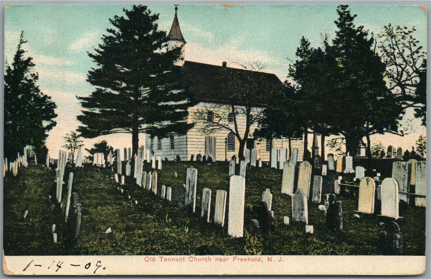 FREEHOLD NJ OLD TENNANT CHURCH CEMETERY ANTIQUE POSTCARD