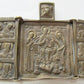 RUSSIAN travelers icon TRIPTYCH of DEISIS W/ SAINTS BRONZE ANTIQUE 18th century