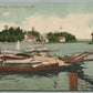 CHRISTMAS COVE ME BOAT LANDING ANTIQUE POSTCARD