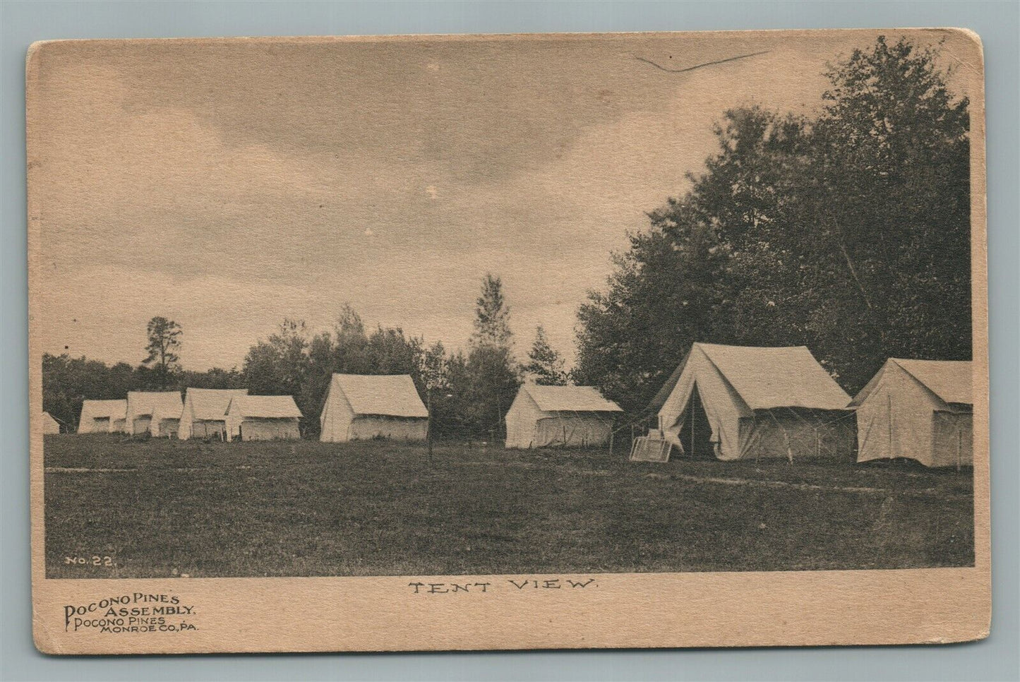 POCONO PINES PA TENT VIEW ANTIQUE POSTCARD