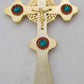 GREEK RUSSIAN ORTHODOX CHURCH BLESSING CROSS CRUCIFIX brass enamel