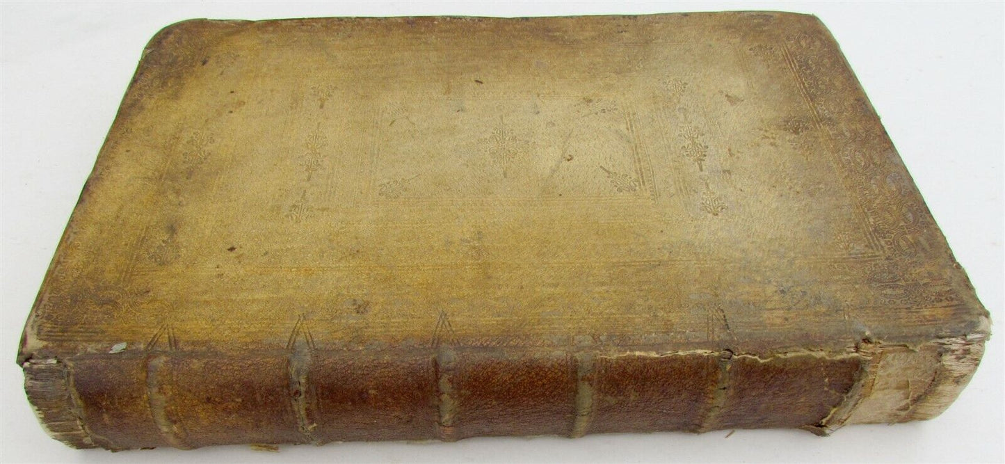 1718 ANTIQUE BLIND-STAMPED PIGSKIN BOUND FOLIO SACRORUM BIBLIORUM CONCORDANTIAE