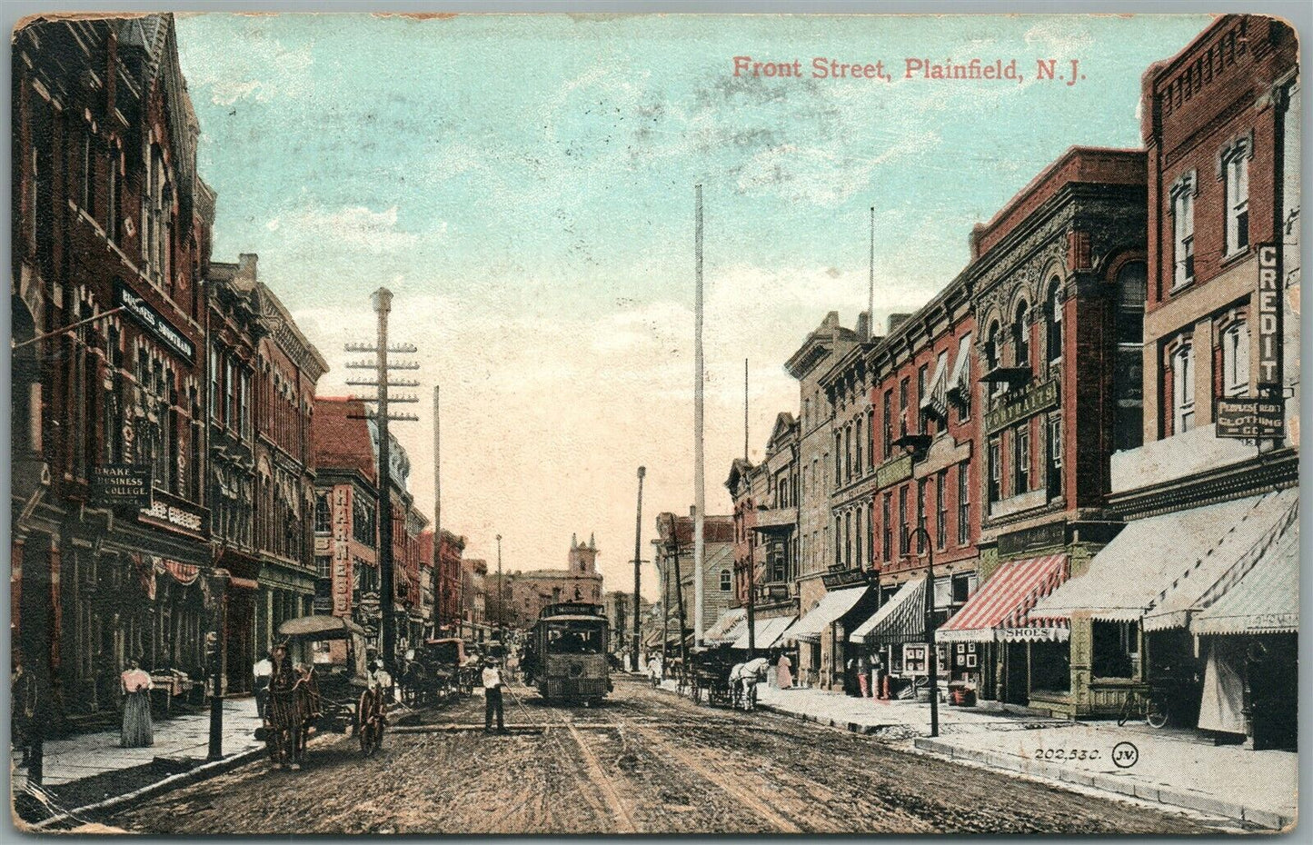 PLAINFIELD NJ FRONT STREET ANTIQUE POSTCARD