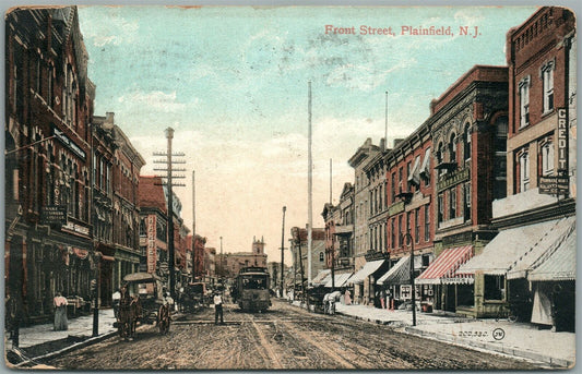 PLAINFIELD NJ FRONT STREET ANTIQUE POSTCARD