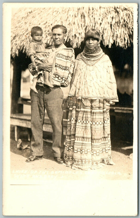 SEMINOLE INDIAN FAMILY VINTAGE REAL PHOTO POSTCARD RPPC