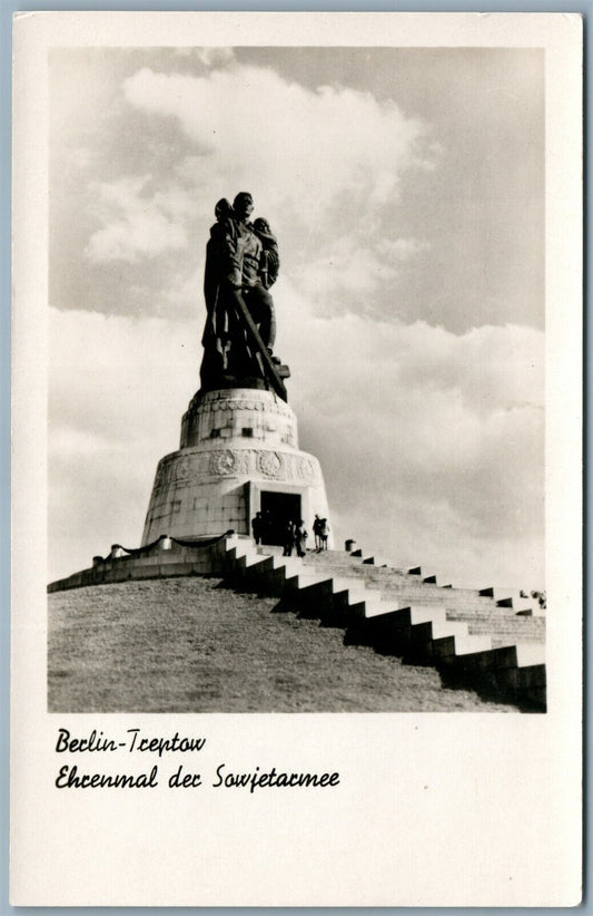 SOVIET WWII SOLDIER MONUMENT in BERLIN GERMANY VINTAGE REAL PHOTO POSTCARD RPPC