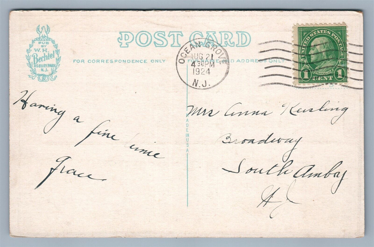 ASBURY PARK NJ GREETINGS ANTIQUE POSTCARD