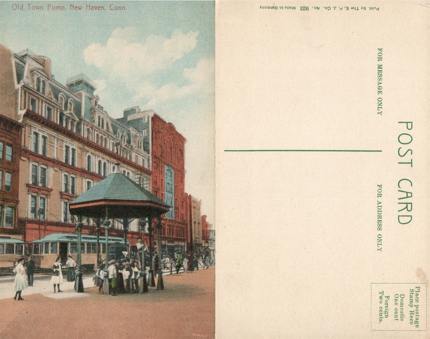 NEW HAVEN CT OLD TOWN PUMP ANTIQUE POSTCARD