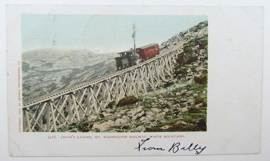 1905 VINTAGE POSTCARD JACOB'S LADDER MT.WASHINGTON RAILWAY WHITE MOUNTAINS train