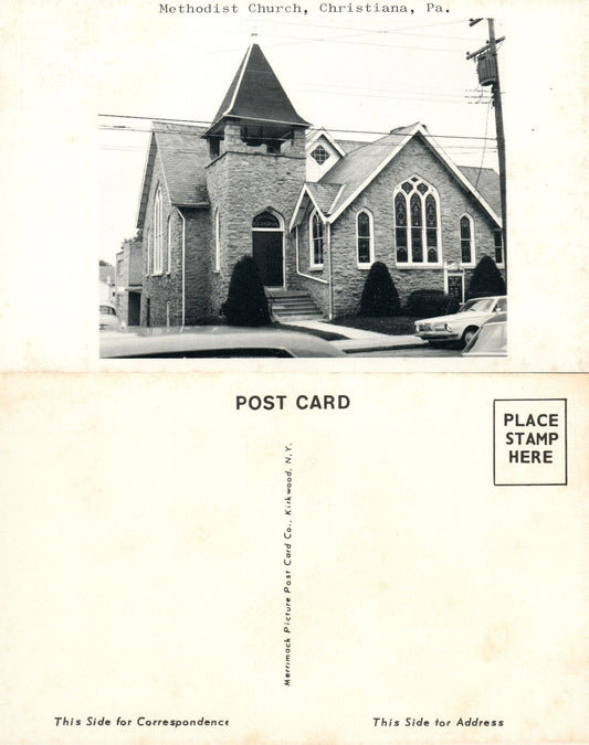 CHRISTIANA PA METHODIST CHURCH VINTAGE POSTCARD