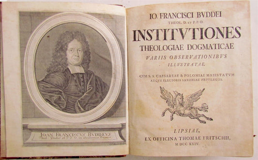 1724 IO. FRANCISCI BUDDEI INSTITUTIONES THEOLOGIAE DOGMATICAE antique