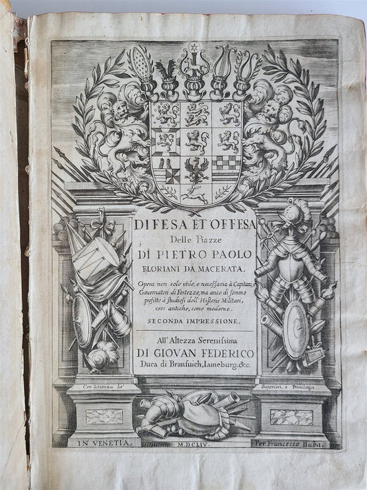 1654 ILLUSTRATED MILITARY FORTIFICATIONS DIFESA ET OFFESA DELLE PIAZZE antique