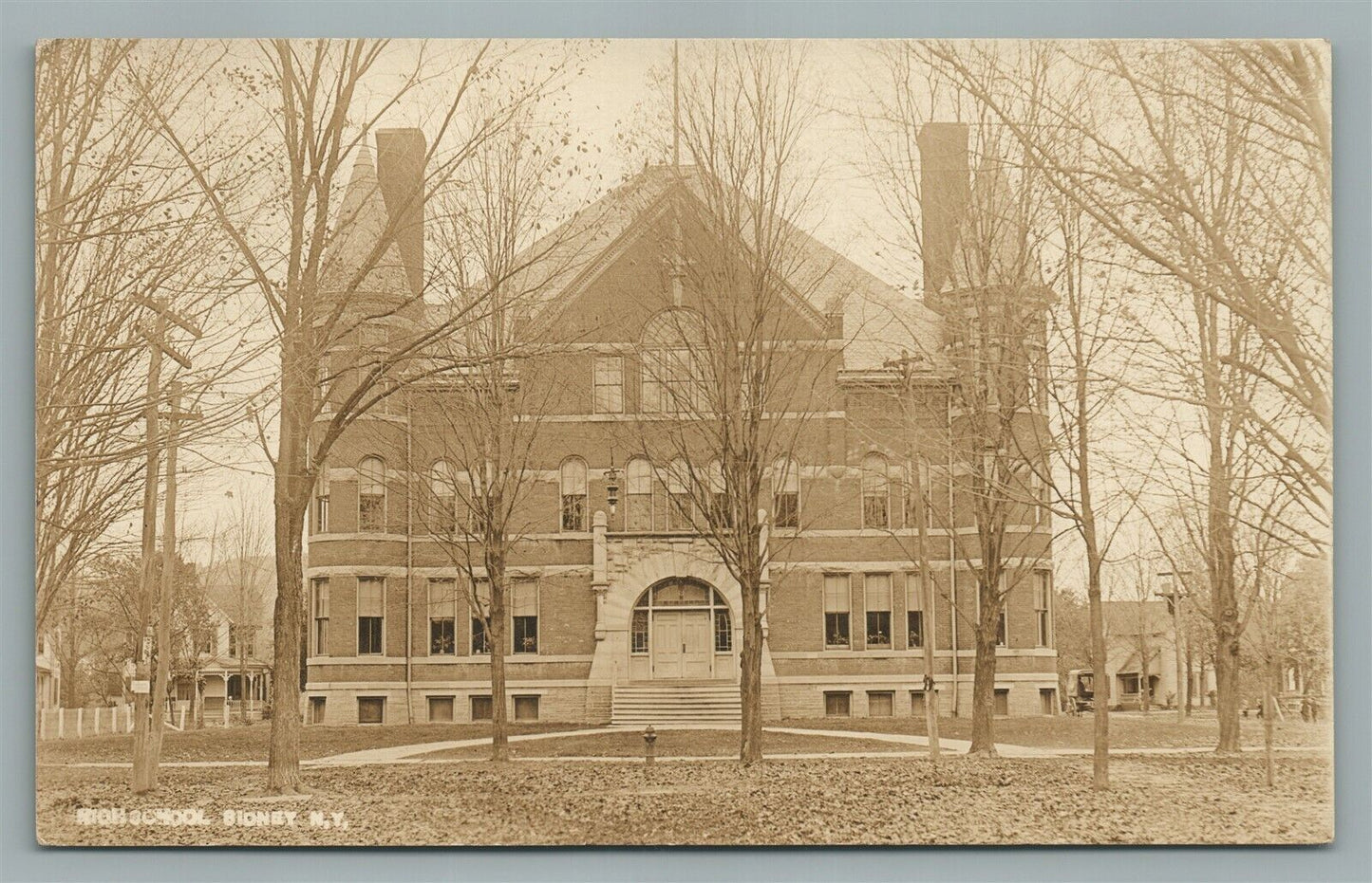 SIDNEY NY HIGH SCHOOL ANTIQUE REAL PHOTO POSTCARD RPPC