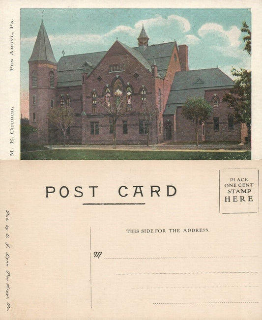 PEN ARGYL PA M.E. CHURCH ANTIQUE POSTCARD