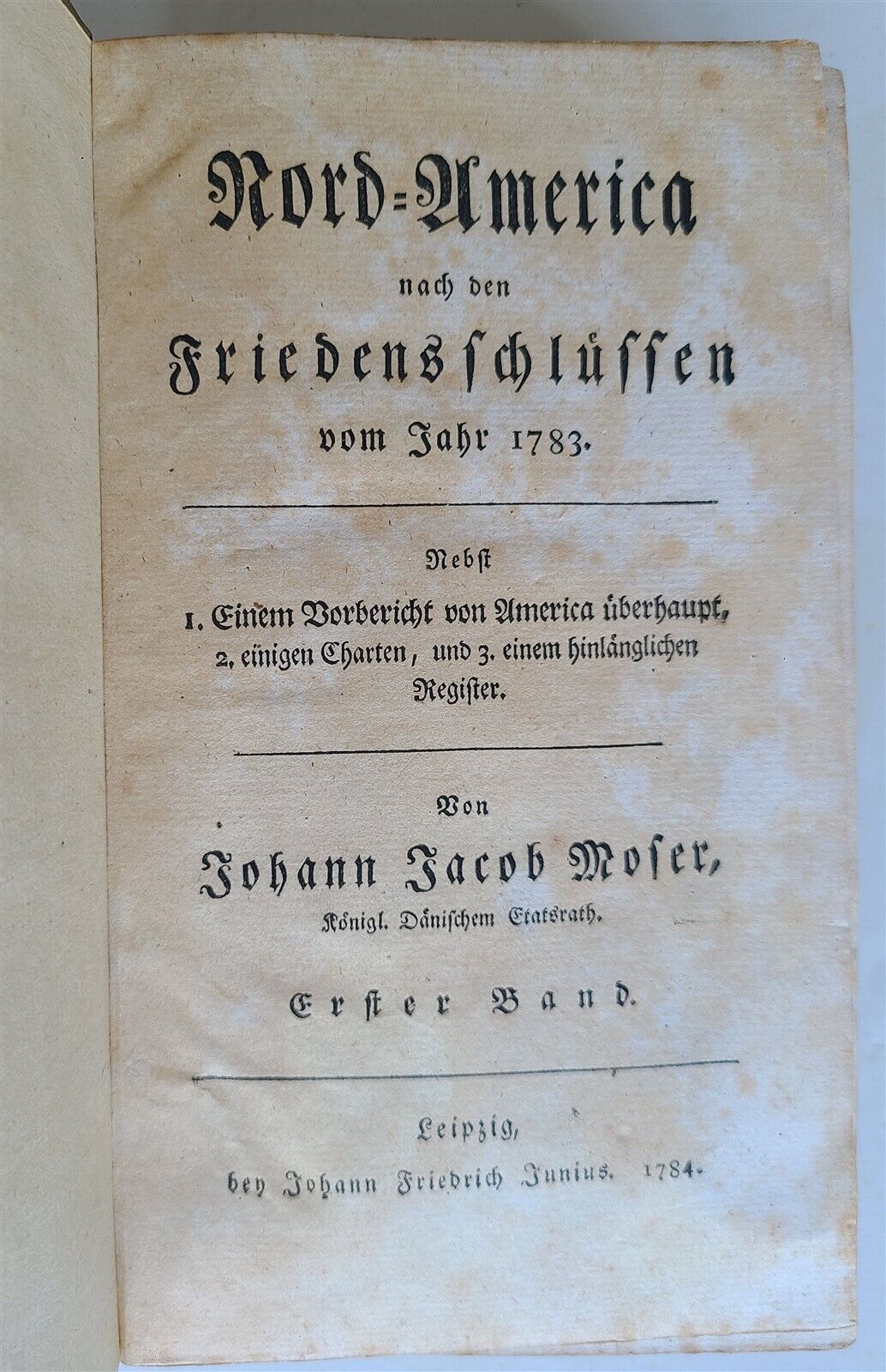 1784 NORTH AMERICA AFTER PEACE AGREEMENT antique ILLUSTRATED w/ MAP in GERMAN