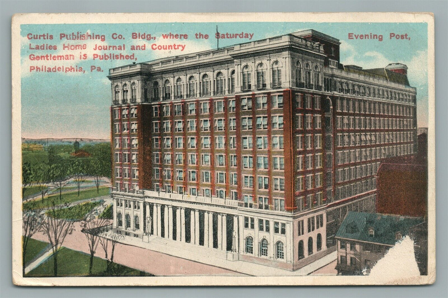 PHILADELPHIA PA CURTIS PUBLISHING CO. ANTIQUE POSTCARD