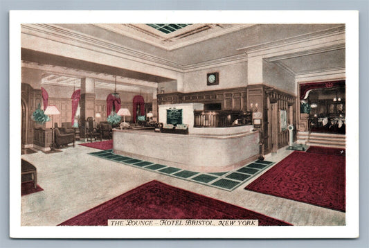 NEW YORK HOTEL BRISTOL W. 48th STREET 1938 MECHANICAL EXHIBIT VINTAGE POSTCARD