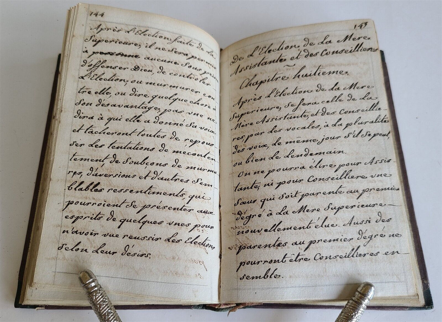 19th CENTURY FRENCH MANUSCRIPT BOOK antique De nos saintes constitutions 330 pp