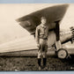 AVIATOR CHARLES LINDBERGH w/ his AEROPLANE ANTIQUE REAL PHOTO POSTCARD RPPC