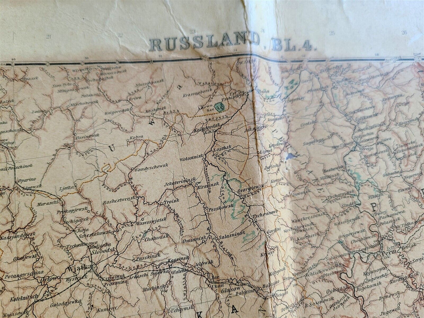 1912 GERMAN MAP of RUSSIA ANTIQUE size 12 by 14" ORIGINAL pre-WWI