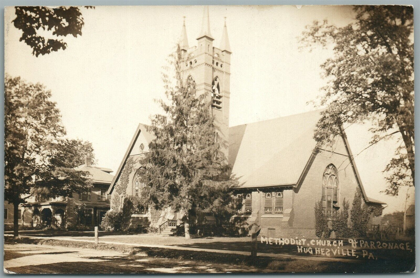 HIGHESVILLE PA METHODIST CHURCH ANTIQUE REAL PHOTO POSTCARD RPPC