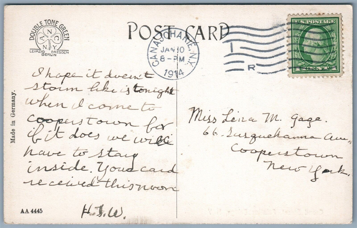 PALATINE BRIDGE NY GRAND STREET 1914 ANTIQUE POSTCARD