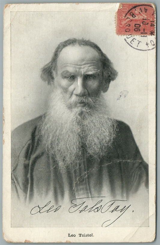 RUSSIAN WRITER LEO TOLSTOI ANTIQUE POSTCARD