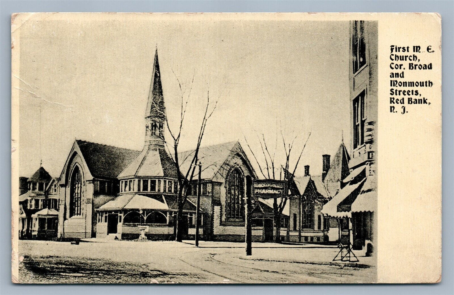 RED BANK NJ FIRST ME CHURCH ANTIQUE POSTCARD