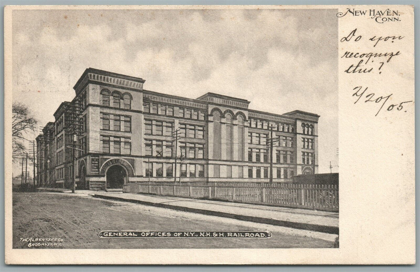 NEW HAVEN CT OFFICES of NY NH & H RAILROAD ANTIQUE POSTCARD