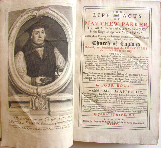 1711 Life and Acts of Matthew Parker by Strype antique FOLIO in ENGLISH