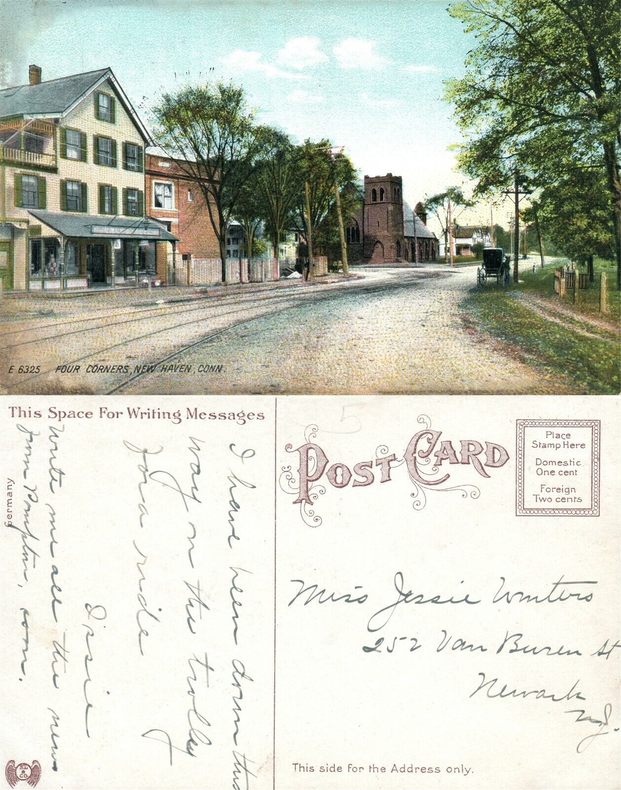 NEW HAVEN CT FOUR CORNERS ANTIQUE POSTCARD