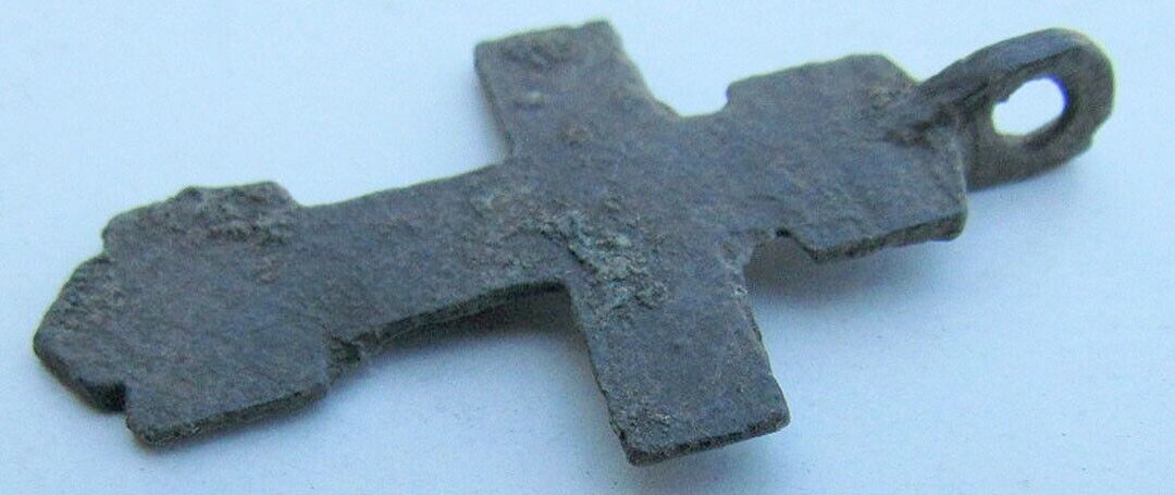 RUSSIAN 17th CENTURY ANTIQUE BRASS NECK CROSS icon